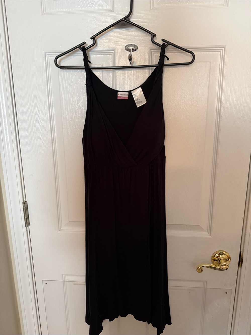 No Boundaries Black Sleeveless V-Neck Midi Dress with Knot Straps